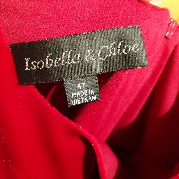 Isobell & Chloe Ruby Red velvet, tulle ruffle Christmas party dress. 4T - Picture 5 of 5